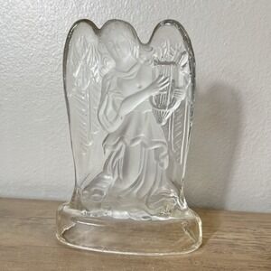 Vintage Crystal Clear Glass Angel Votive Candle Holder Made in‎ Taiwan 1990s